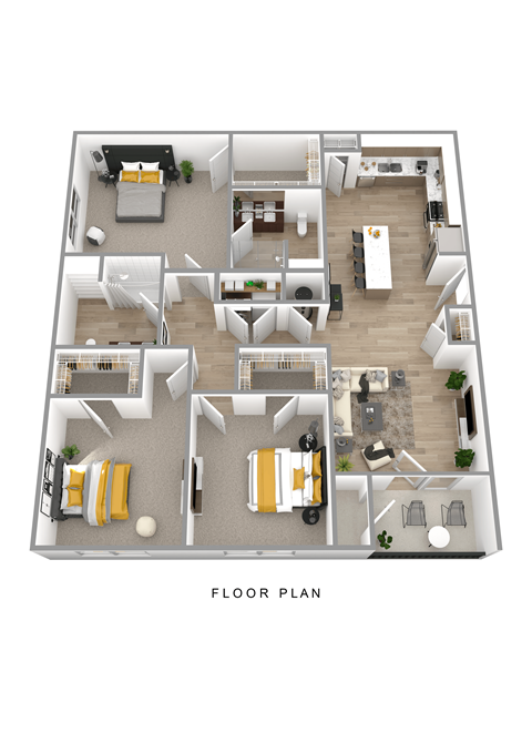 3 Bedroom Floor Plan at Arbour Place Apartments, Jeffersonville, IN 47130